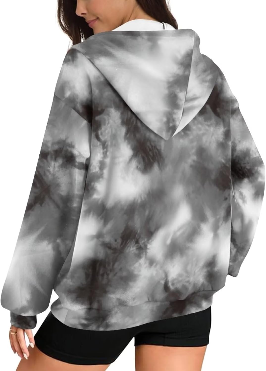Full Zip Up Hoodies for Women Long Sleeve Track Jackets Loose Sweatshirt Drawstring Pullover Sweaters With Pockets