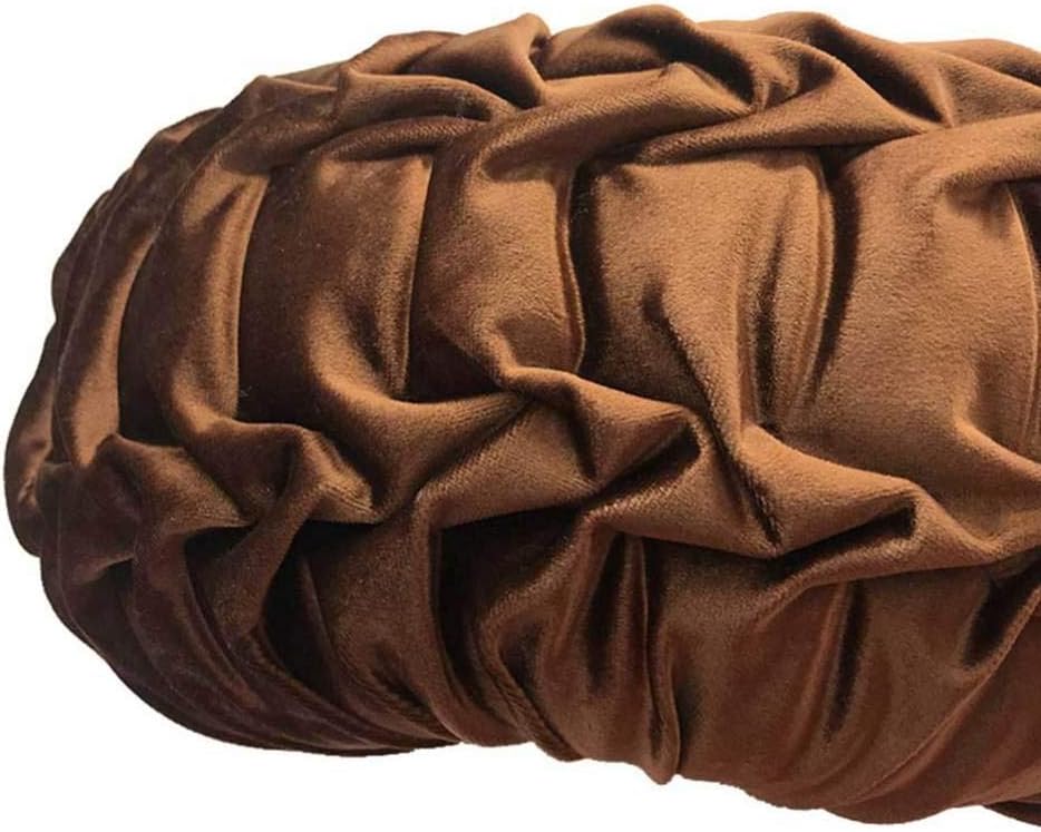BESPORTBLE Pleated Round Pillow Decorative Pumpkin Pillow Velvet Decoration Household Sofa Living Room Cushion Throw Pillow (Light Brown)