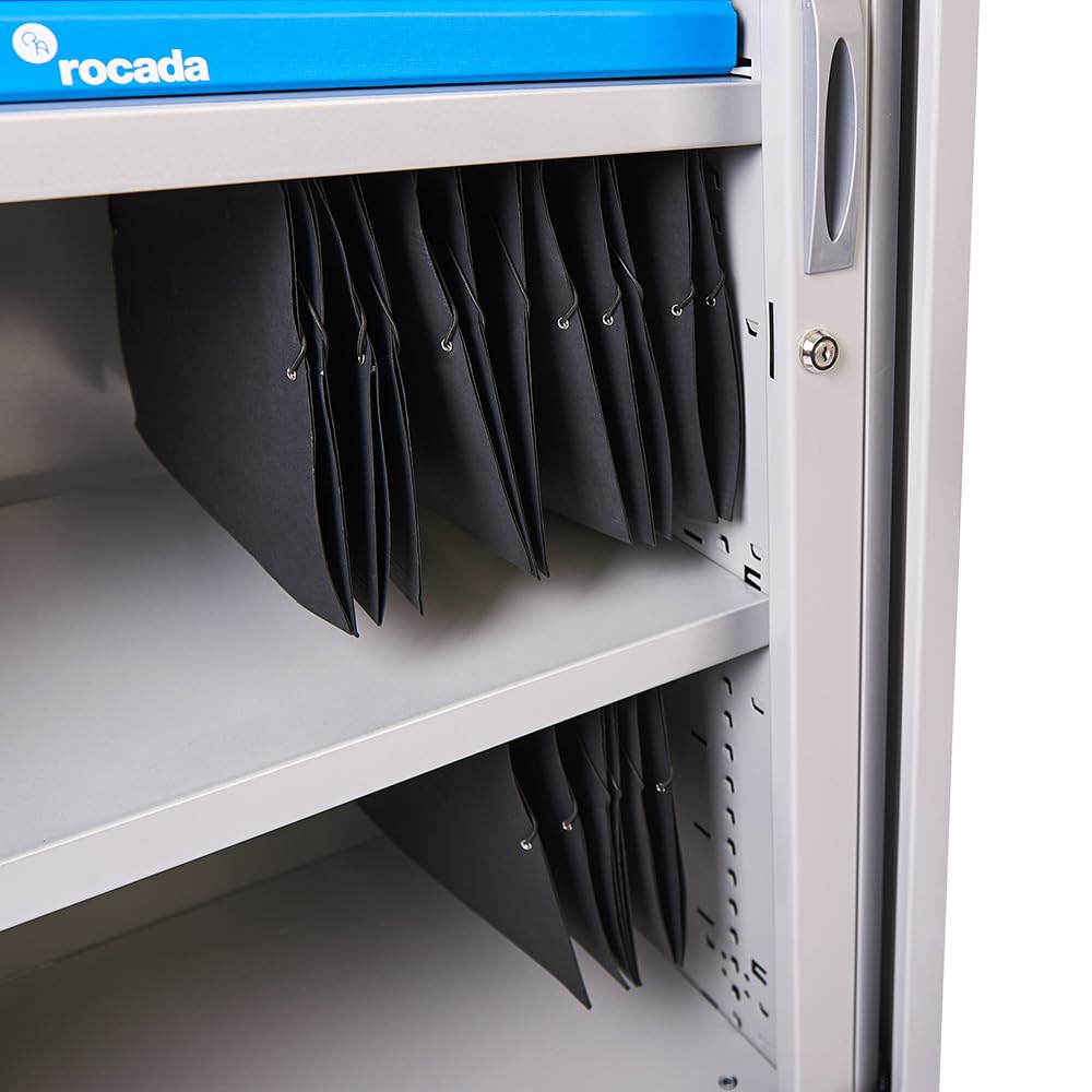 Rocada | Armario Metálico | Armario archivador Muebles Oficina | Puertas de persiana y Estantes de Altura Ajustable| Armarios con Cerradura | 120x45x105 cm - Gris