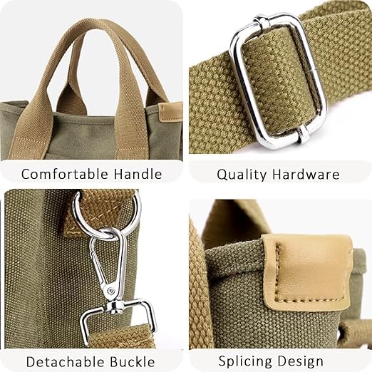 Image of Canvas Tote Bag for Women,Small Totes Bags with Zipper Crossbody Purse with Pockets Large Shoulder Handbag,2 Sizes