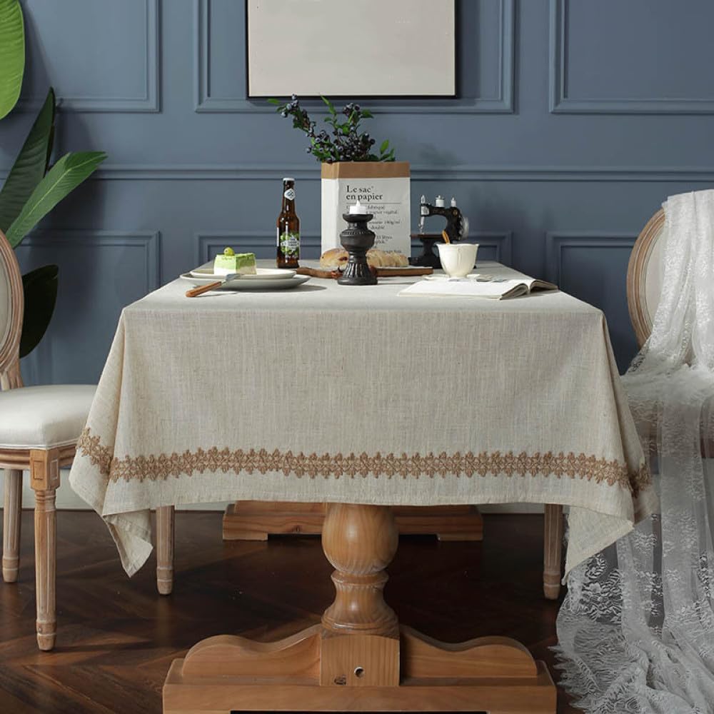 Nappe de bureau en lin beige et décoration de salle raffinée