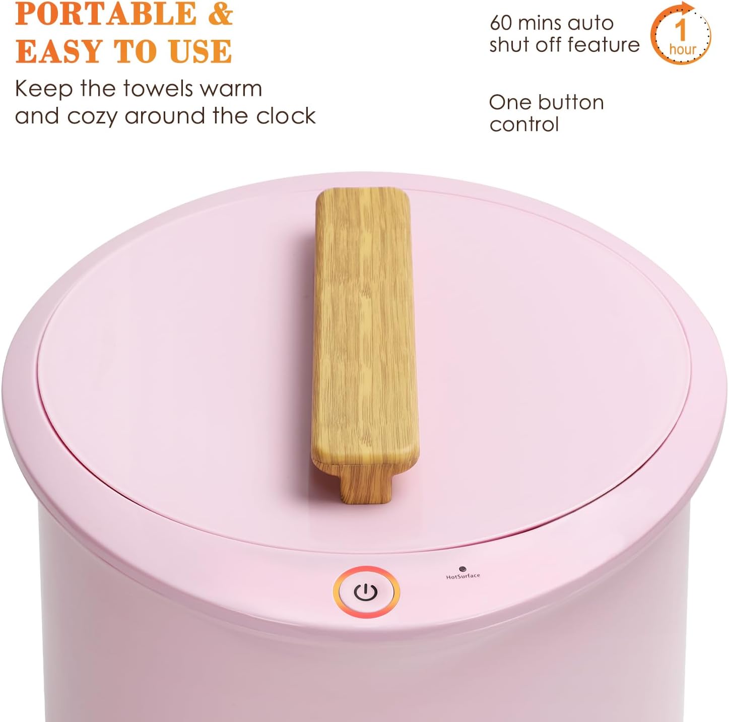 Keenray Towel Warmer, Luxury Towel Warmer Bucket, Large Towel Warmers for Bathroom, Auto Shut Off, Fits Up to Two 40"X70" Oversized Towels, Bathrobes, Blankets, PJ's and More, CL1(Pink)