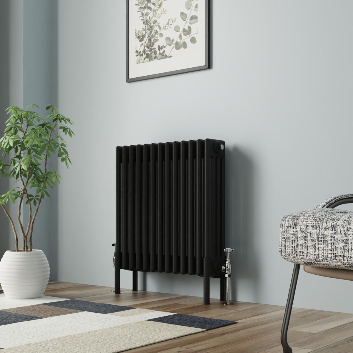 Radiateur fonte quatre colonnes NRG 600 x 605 mm noir au design prestigieux