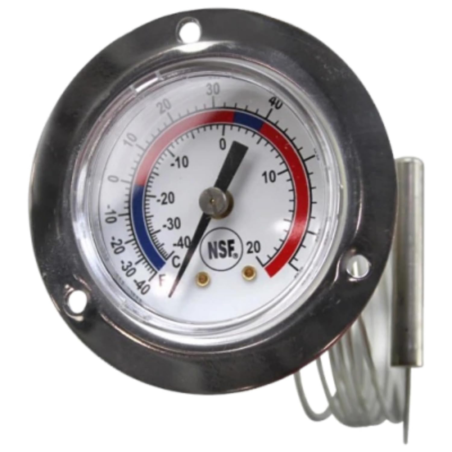 for MILJOCO V20362002 Walk-in Thermometer – 2" Dial -40ºF~65ºF, 3" Flange Mount, Cap 48", 1.75" Bulb, Replacement for Walk-in Cooler/Freezer