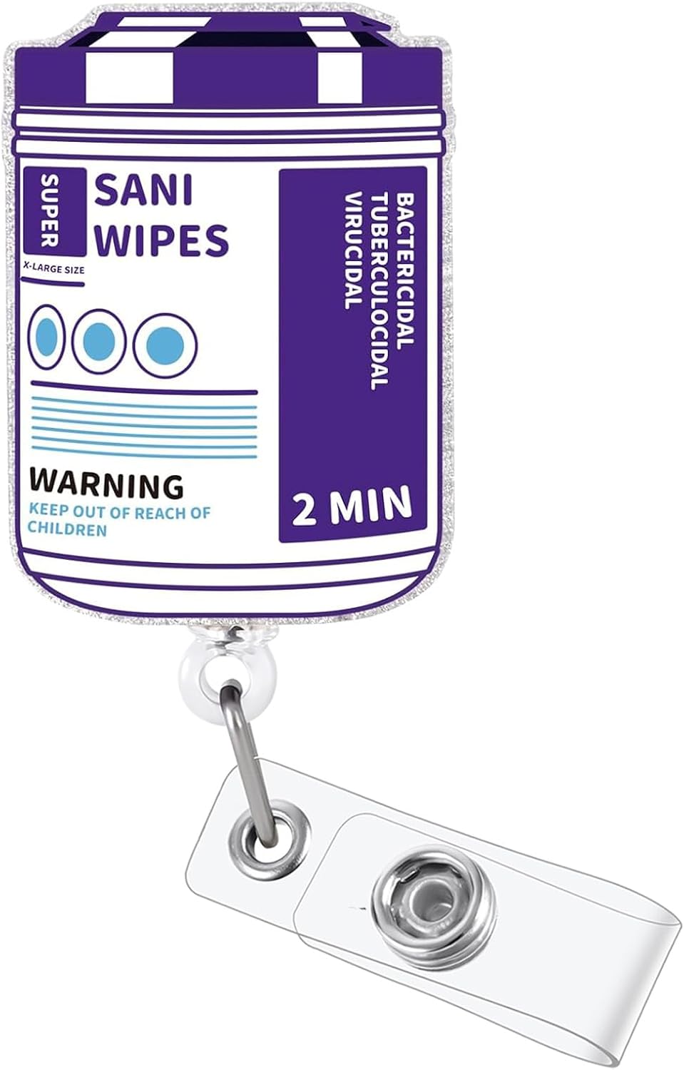 Sani Wipes Funny Badge Reel, Retractable Cute Nurse ID Badge Holder