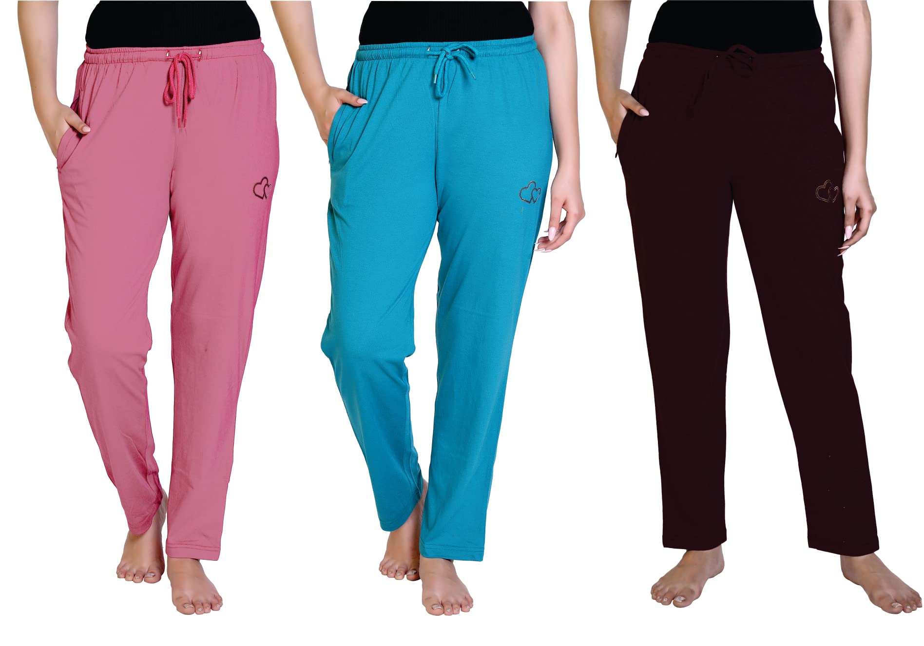 Women's Cotton Printed Pyjama/Track Pant Lower with Pockets and Drawstring for Summers (Pack of 3)