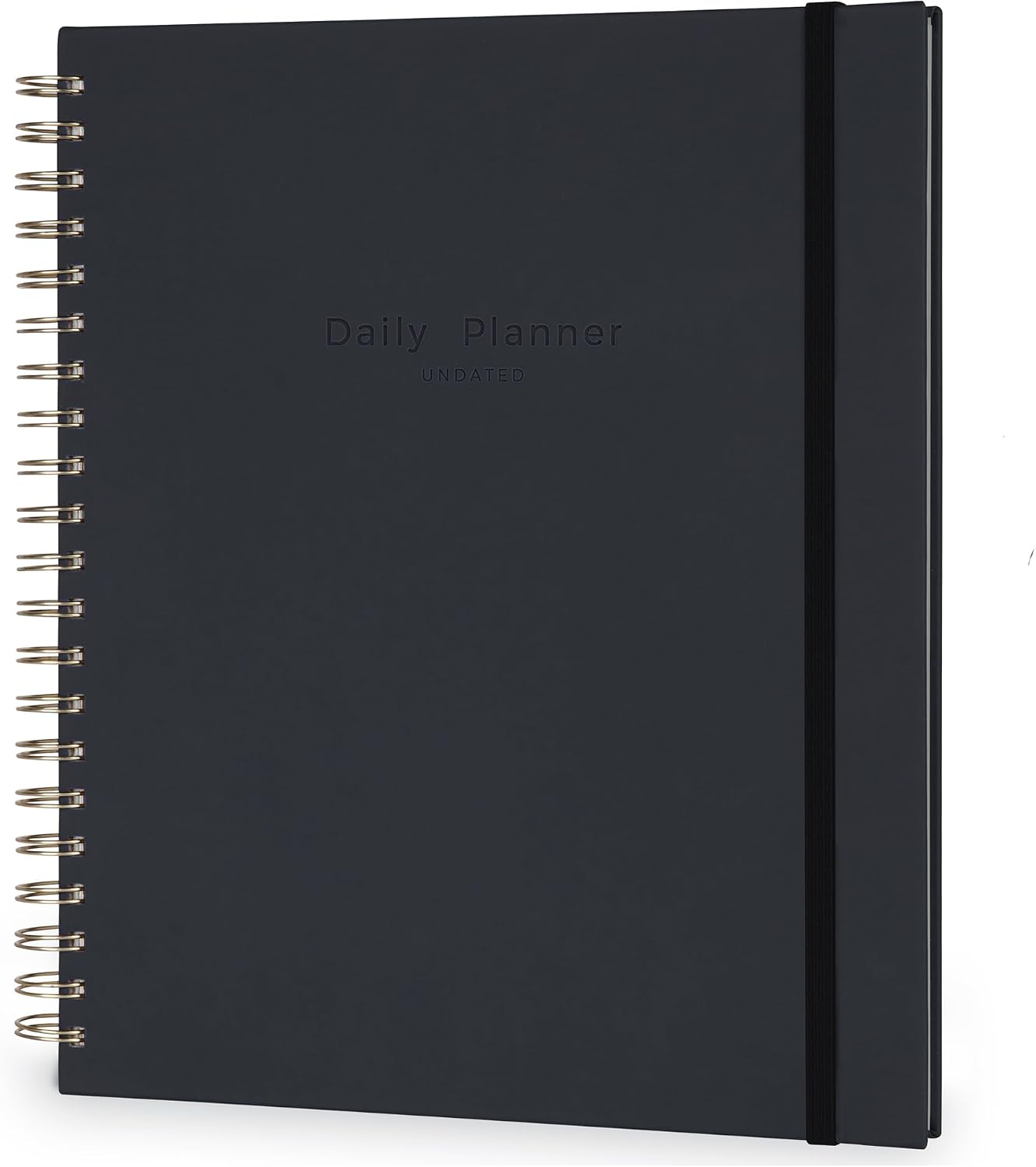 Undated Daily Planner To Do List Hourly Schedule 2028 2027 2026 Calendar & Holiday Habit Tracker 180 Pages Letter Size 8.5" x 11" Sheets Hardcover Spiral Bound Notebook (Black)