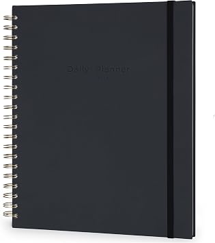 AuroPlanner Undated Daily Planner To Do List Hourly Schedule 2027 2026 2025 Calendar & Holiday Habit Tracker 180 Pages Letter Size 8.5" x 11" Sheets Hardcover Spiral Bound Notebook Black