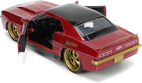 Miniatura 5 de DC Comics 1:32 1969 Chevy Camaro - Coche fundido a presión con figura de Robin de 1.65 pulgadas, juguetes para niños y adultos