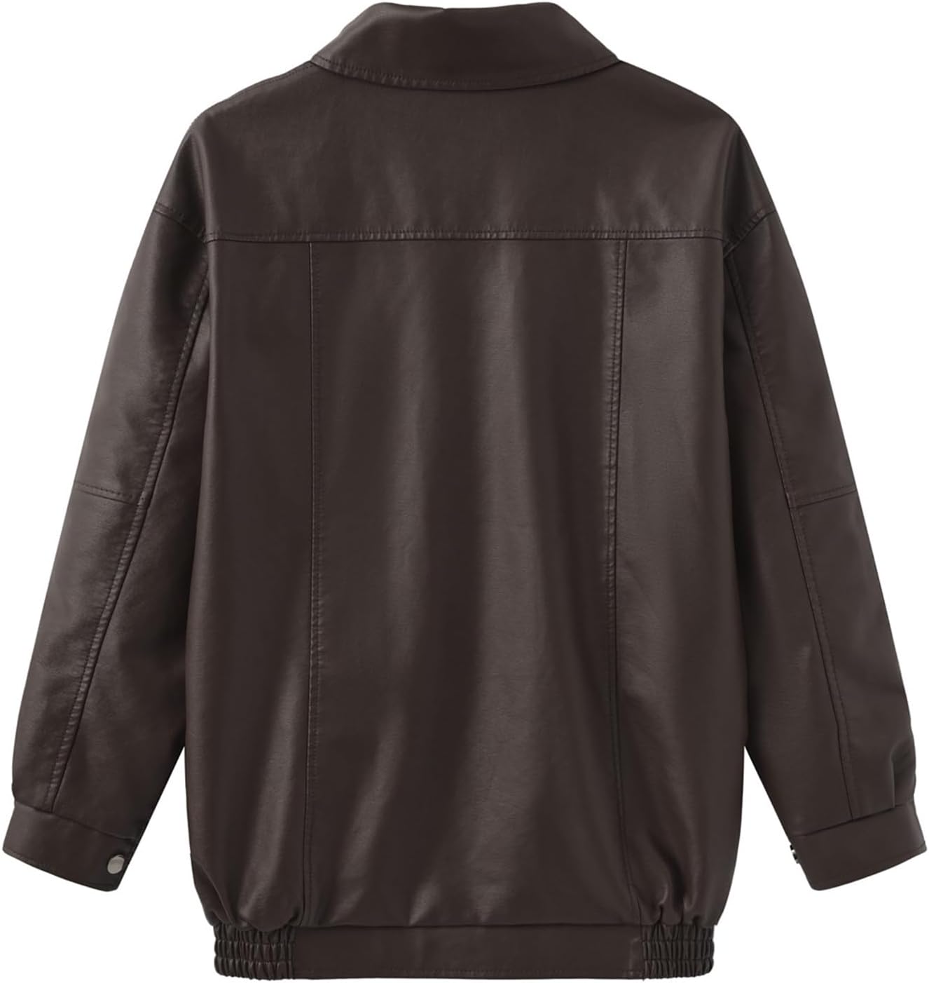 hathne Women's Oversized Leather Jackets Faux Zip Up Fall Fashion Motorcycle Jackets Coats Winter Clothes - Image 9