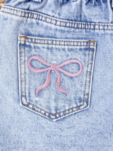 Image of oyyniis Jean Shorts for Teen Girls Ripped Raw Hem High Waist Straight Leg Cute Summer Y2K Denim Shorts 13Y-16Y