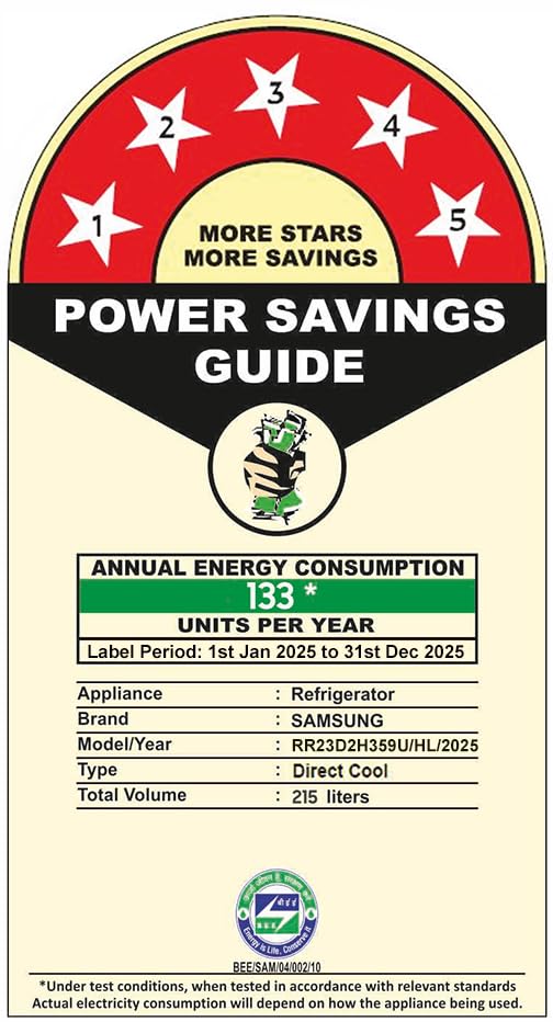 Image of Samsung 215 L, 5 Star, Digital Inverter, Direct-Cool Single Door Refrigerator (RR23D2H359U /HL, Paradise Bloom Blue, Base Stand Drawer)