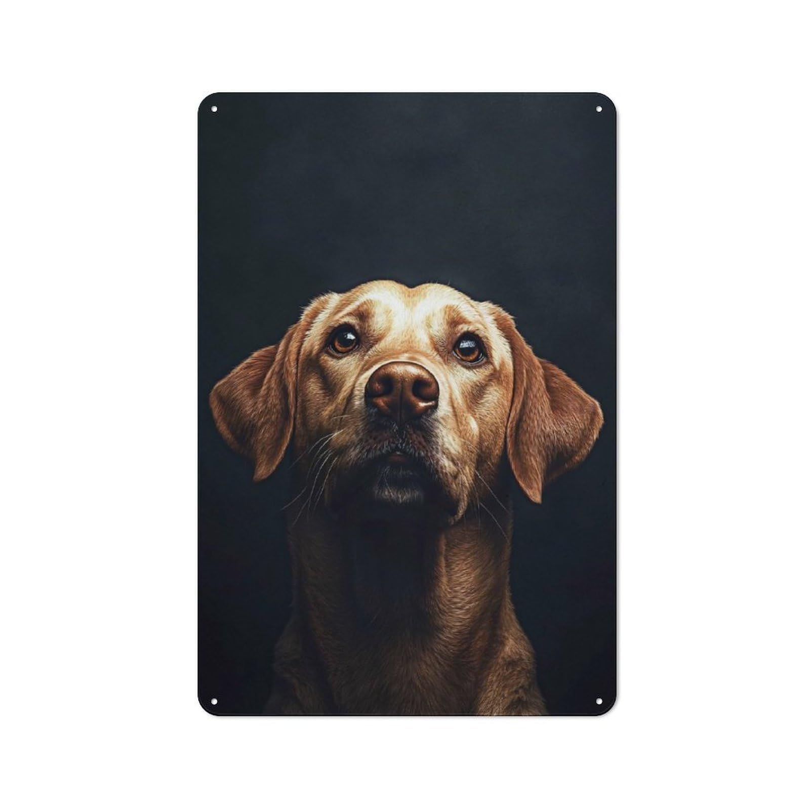 Junmoney Style-15 Vintage Tin Sign 30X20cm With Golden Labrador Portrait On Dark Background For Hallway Wall, For Home Interiors, Feature Walls And Decorative Displays