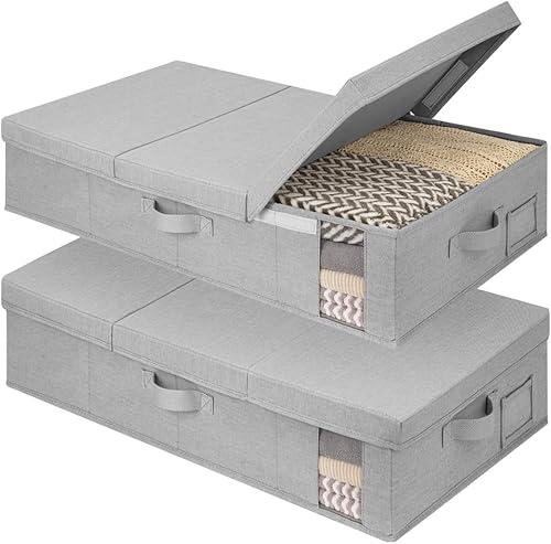 Miniatura 1 de StorageWorks Paquete de 2 contenedores grandes de almacenamiento debajo de la cama con tapas, contenedores de almacenamiento debajo de la cama con