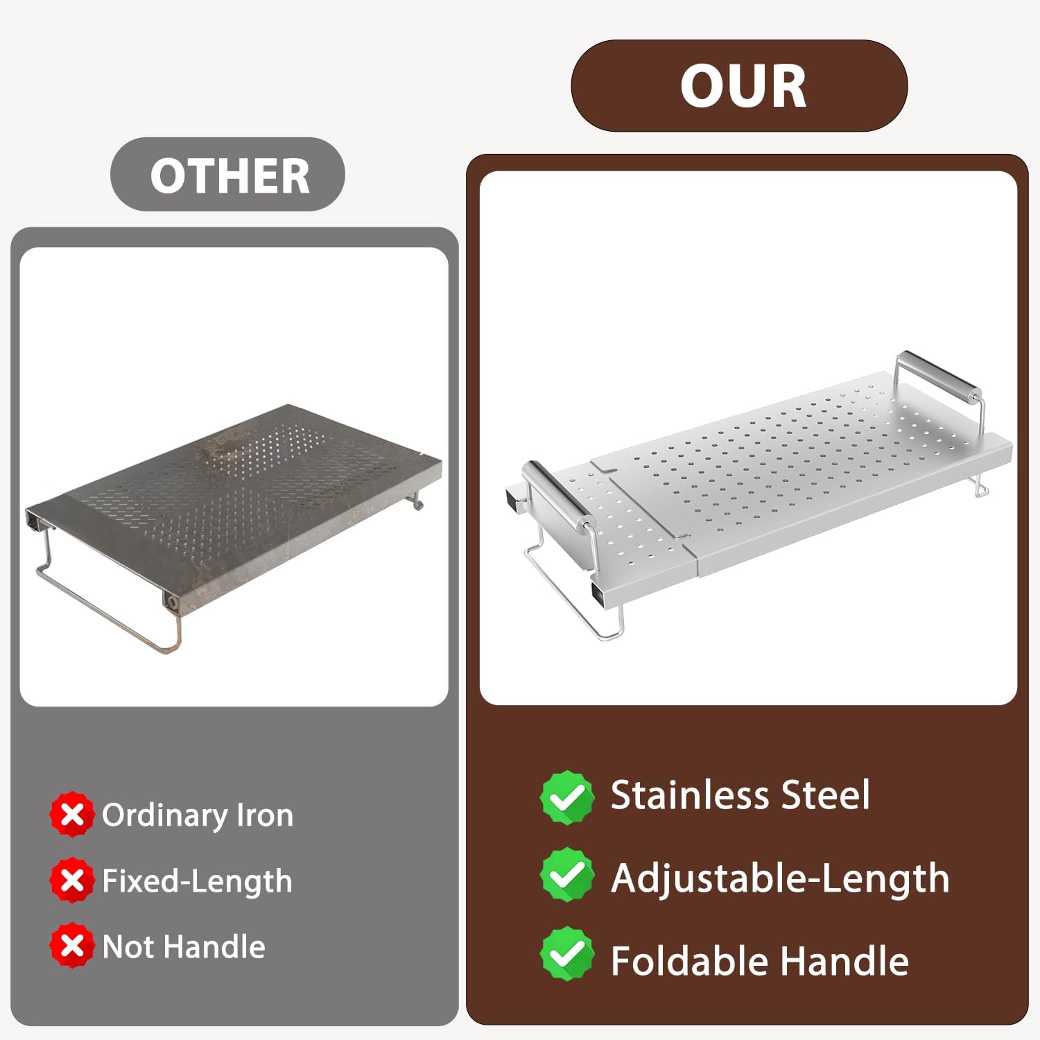 Adjustable Griddle Warming Rack for Blackstone 17 22 28 36 Inch Grill, Warming Rack for Blackstone Griddle Accessories Universal Warmer Rack for Weber Charbrail Camp Chef and Most Flattop Grill