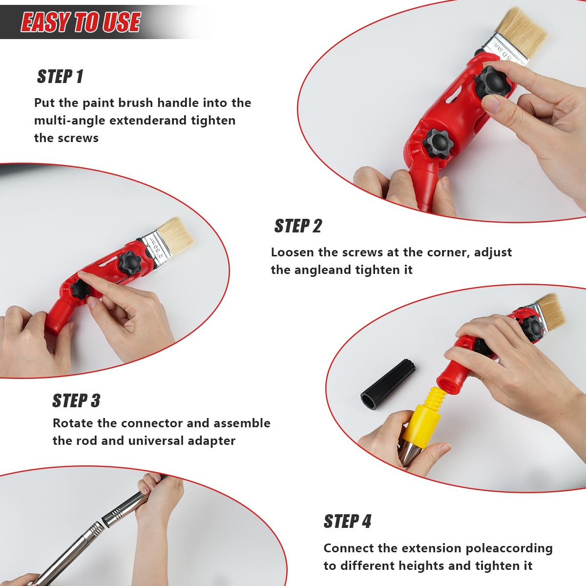 Kit Completo de Rodillos de Pintura 11 Piezas, Barra Extensible de 1,9m, Bandejas para Pintura, Extensor Multiangular para Paredes, Bordes y Techos