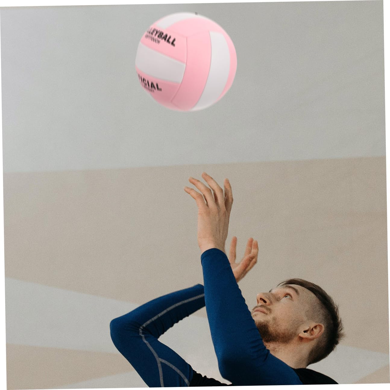 SOLUSTRE Official Size 5 Soft Indoor Volleyball Pu Leather Training Sports Ball for School Exams and Routine Practice, Pink White Cushion Volleyball for Indoor Recreation and Team Games