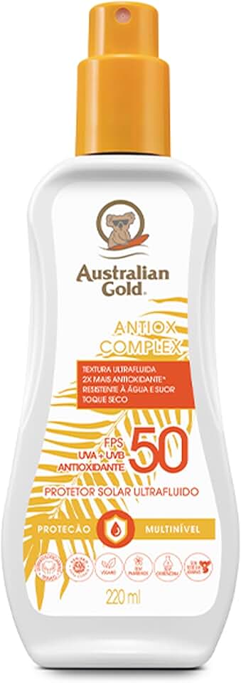 Australian Gold Protetor Corporal Antiox Complex Ultra Fluido FPS 50, 220 mL