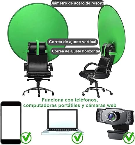 Miniatura 5 de Silla portátil de fondo de pantalla verde, fondo de pantalla verde emergente de 55.9 in, kit de llaves croma plegable con estuche de almacenamiento