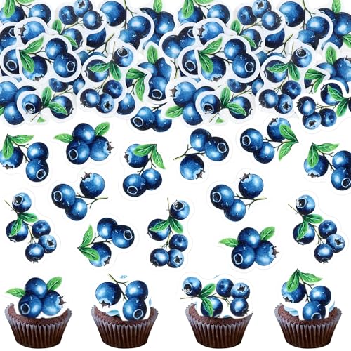 40PCS Edible Blueberry Cupcake Toppers Blueberries Fruit Dessert Blue Berry