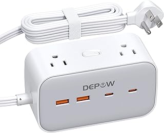 Flat Plug Power Strip, 6 Ft Ultra Thin Flat Extension Cord, Surge Protector with 8 Outlets (1875W/15A) & 4 USB Ports (2 USB-C), 1700 Joules, Desktop Charging Station, Compact for Home Office