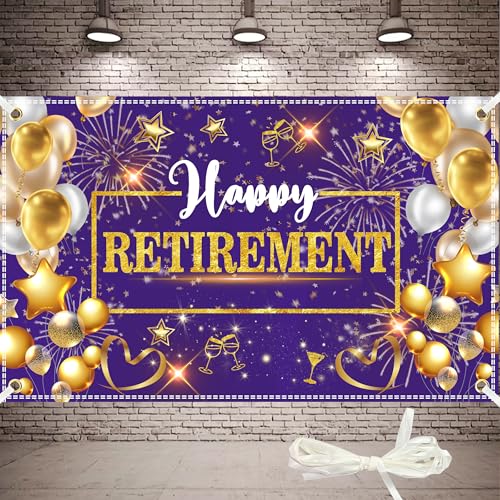 Fondo para fotografía 'Happy Retirement' 6x4ft con cinta miniatura 1