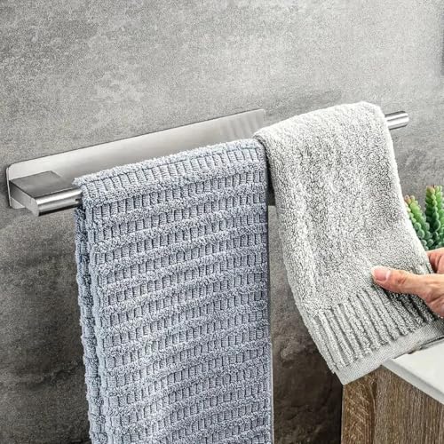 HOPE G.O. - Toalleros de Baño Adhesivos - Toalleros de baño Sin Taladro - con Adhesivo de Repuesto - Acero Inoxidable Cepillado - Accesorios Baño - Soporte para Toallas sin Taladro