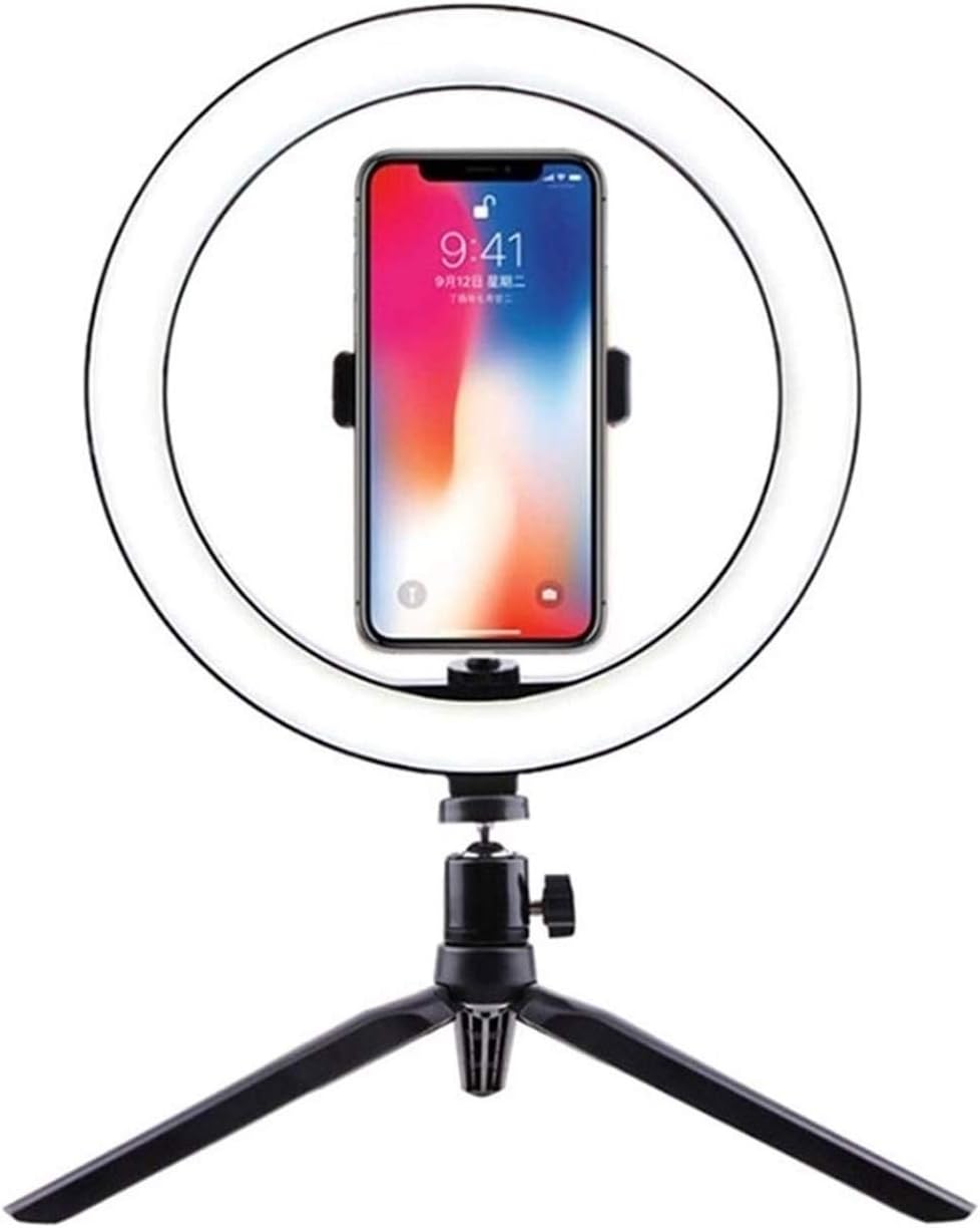 Light with Extendable Tripod Stand Flexible Phone Holder for Live Stream/Makeup 3 Color Lighting 9 Brightness