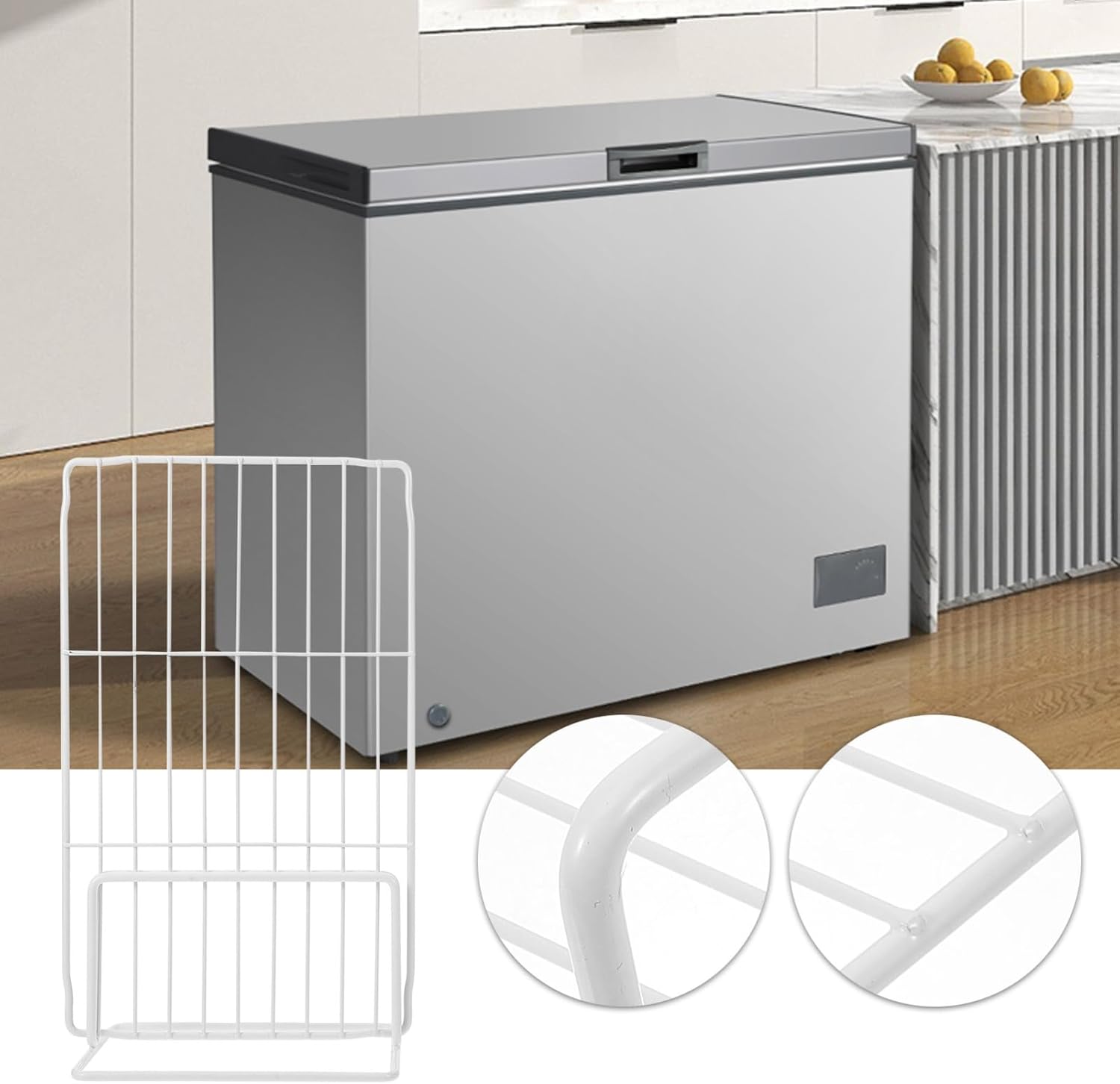 Veemoon 2pcs Freezer Wire Partition Refrigerator Divider Organizer Shelf Kitchen Fridge Storage Closet Separators Cabinet Divider Iron Freezer Separator Retractable (32-34/29CM)