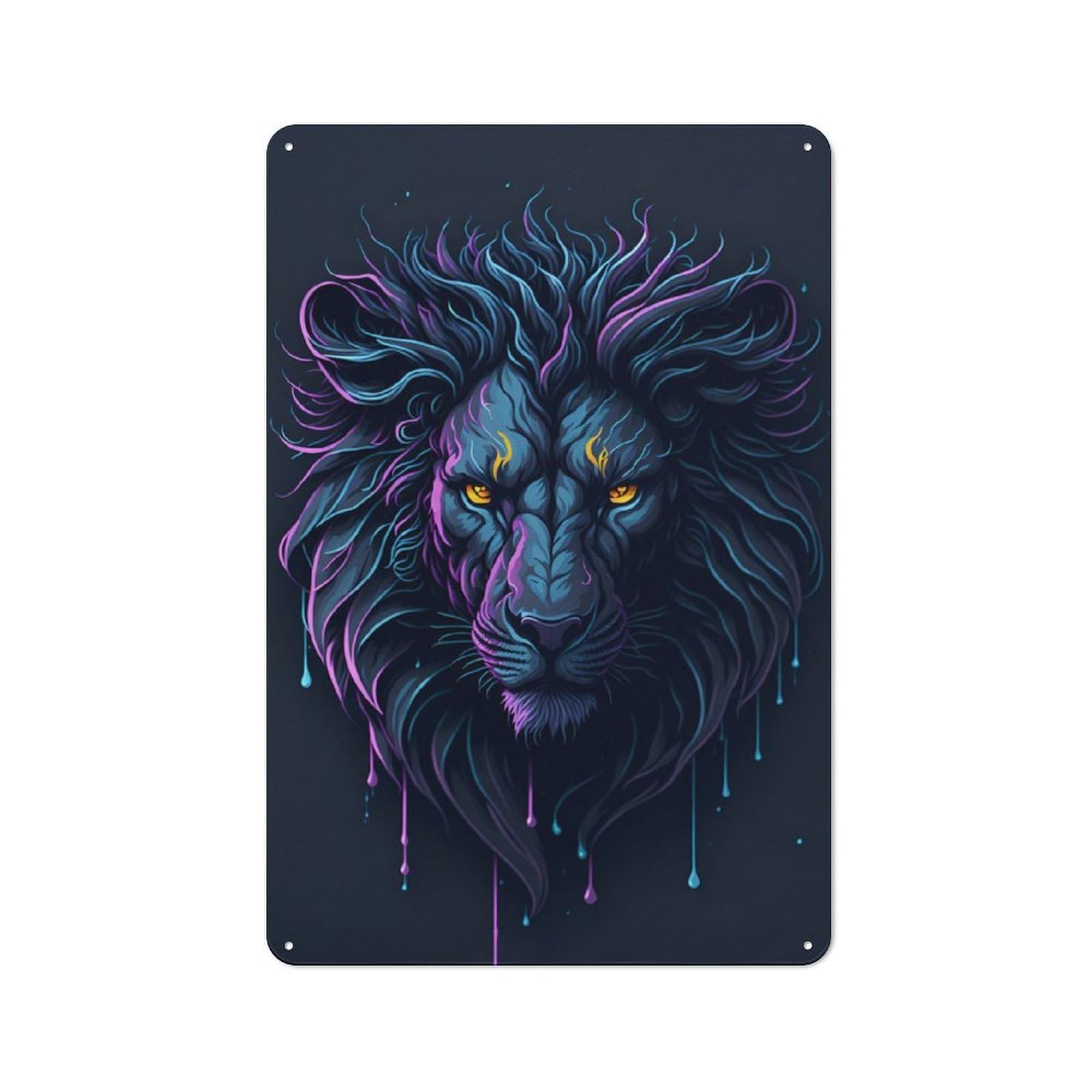 Junmoney Lion Head Vintage Tin Sign 30X20cm With For Guest Room Or Hallway, Suited To Wall Displays In Guest Rooms And Hallways