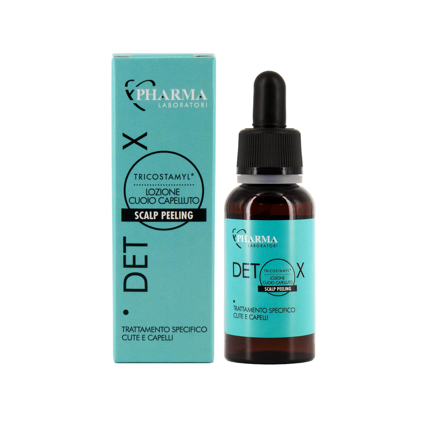YPHARMA | Tricostamyl Detox Scalp Peeling Lozione per cuoio capelluto - 30 ml - Funzione esfoliante e lenitiva a base di Estratti di Origine Vegetale come Rosmarino, Acidi della Frutta, AHA