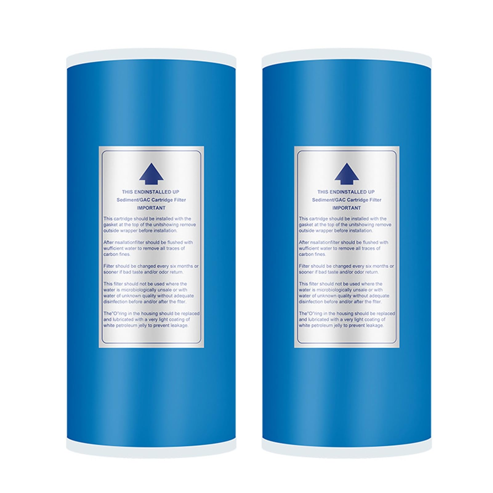 Filtres à charbon actif granulaire 10" x 4,5", 2 cartouches de remplacement, filtration à haut débit, pour filtre à eau domestique à métaux lourds