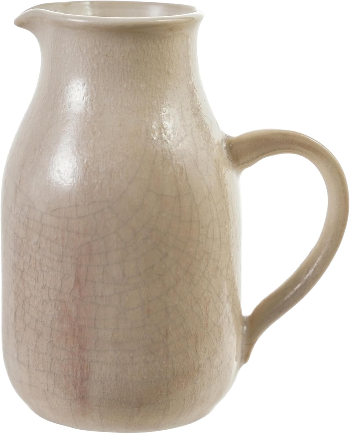 Bloomingville Stoneware Pitcher with Reactive Crackle Glaze, Cream and Plum Finish
