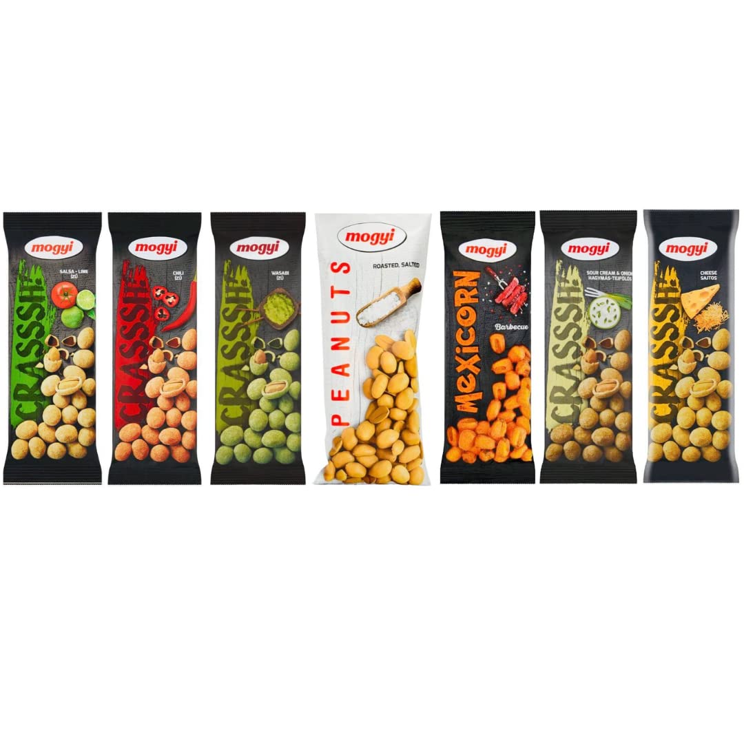 International Hungarian Pub Snack Mogyi Selection of Peanuts with Flavoured Crispy Coating - Perfect Party Mix Snacks for Movie Night & Peanuts Lovers