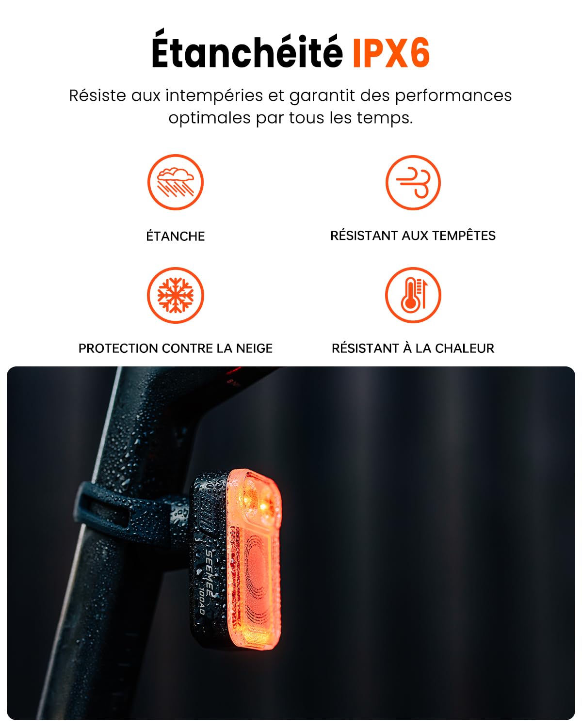 Feu arrière de vélo Magicshine Radar SEEMEE100AD, contrôle FTR LightSync, éclairage arrière de vélo Radar avec Recharge USB 700 mAh IPX6 100 lumens, éclairage arrière de vélo pour la Conduite de Nuit