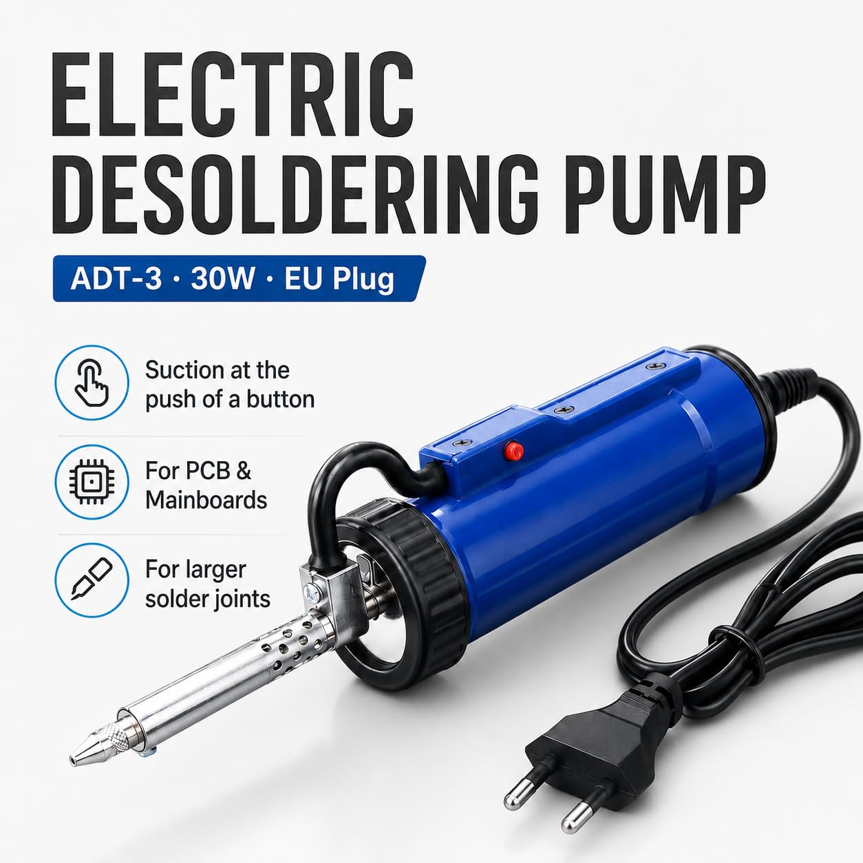 Elektrische Entlötpumpe, 30W ADT-3 Vollautomatischer Lötsauger Vakuum Entlötpistole, Industrial Entlötsaugpumpe Antistatisch Desoldering Pump, Entlötgerät für PCB, Leiterplatten, Mainboard-Reparatur