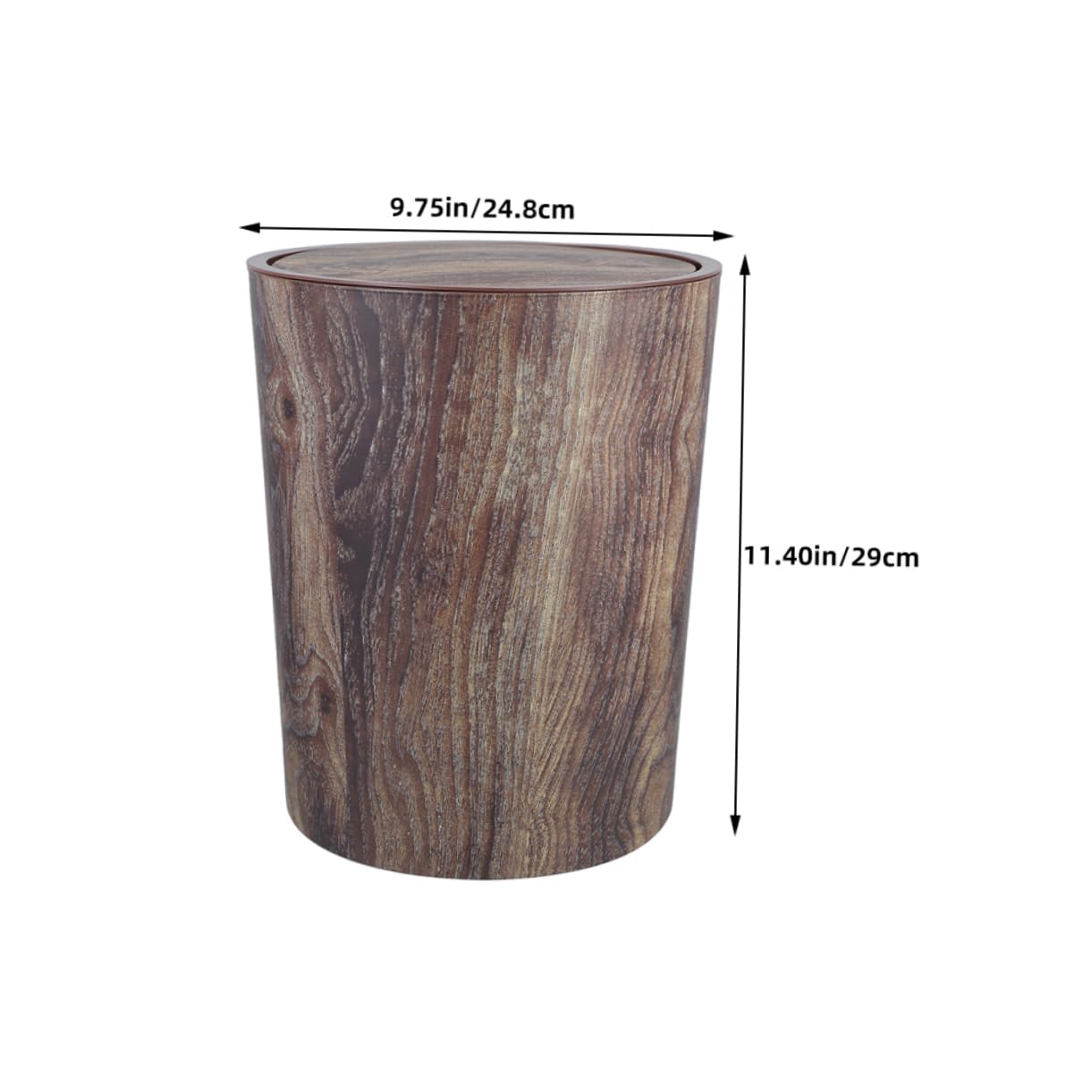 Hemobllo Cestino per Spazzatura Venature del Legno Cestino per Carta Straccia Grande Capacità in Plastica Pp Stile Fattoria Retrò per Casa Cucina Ufficio Bagno Camera da Letto