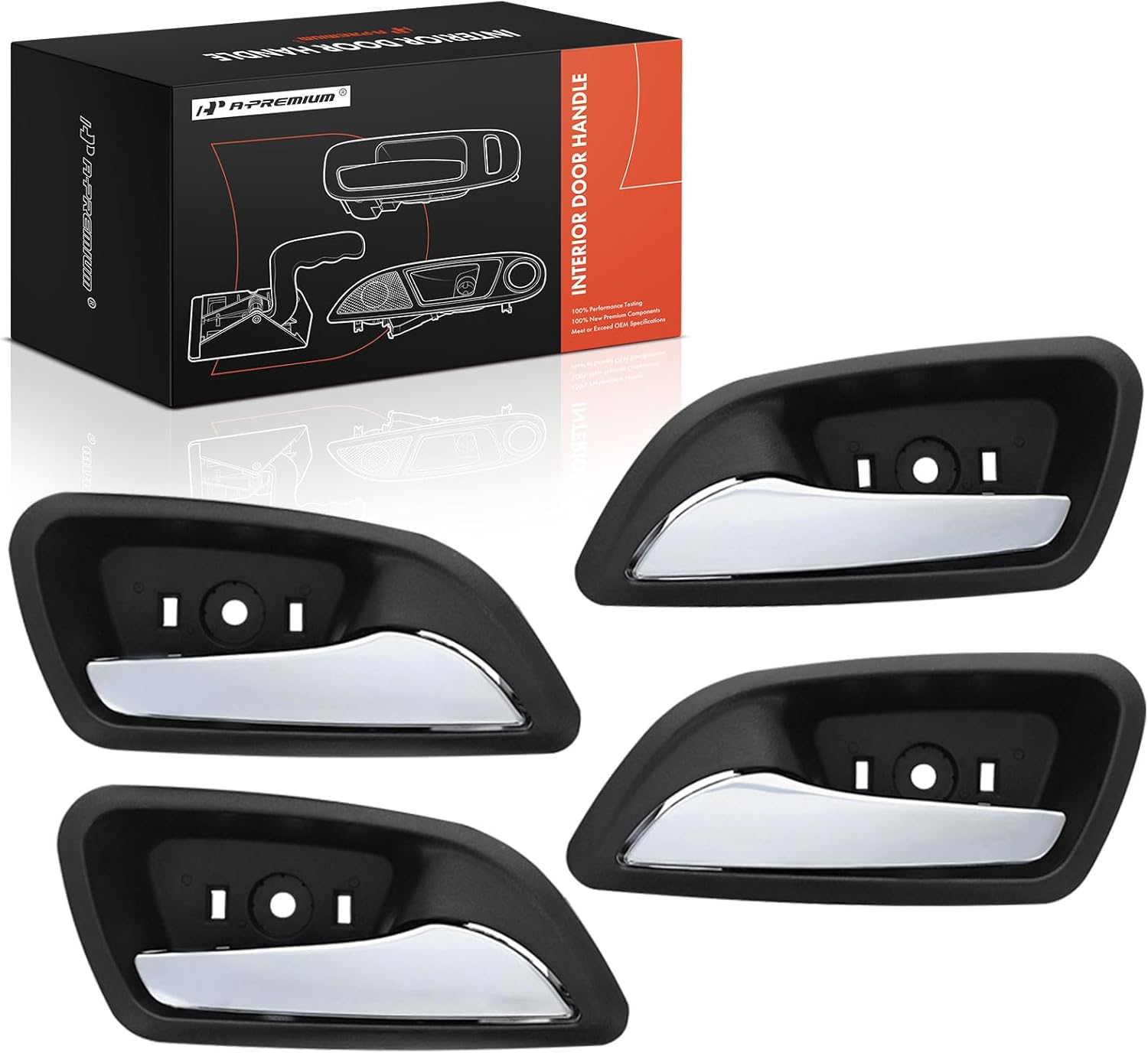 A-Premium Inside Interior Door Handles Compatible with Chevrolet Cruze 2011-2015, Cruze Limited 2016, Black Housing with Chrome Lever, 4-PC Set, Front & Rear Driver and Passenger Side