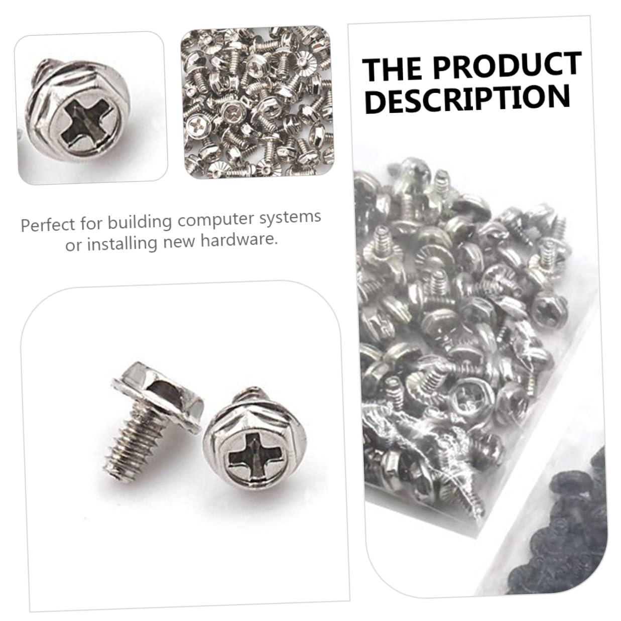 Mikinona 100pcs Silver Pci Slot Screws and Computer Case Mounting Screws for Power Supply Replacement, Round Head Metal Fasteners for Secure PC Hardware Assembly