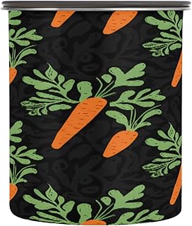 Carrots Black Coffee Canister 30oz Stainless Steel Airtight Food Storage Container with Lid for Beans/Cereal Preserval