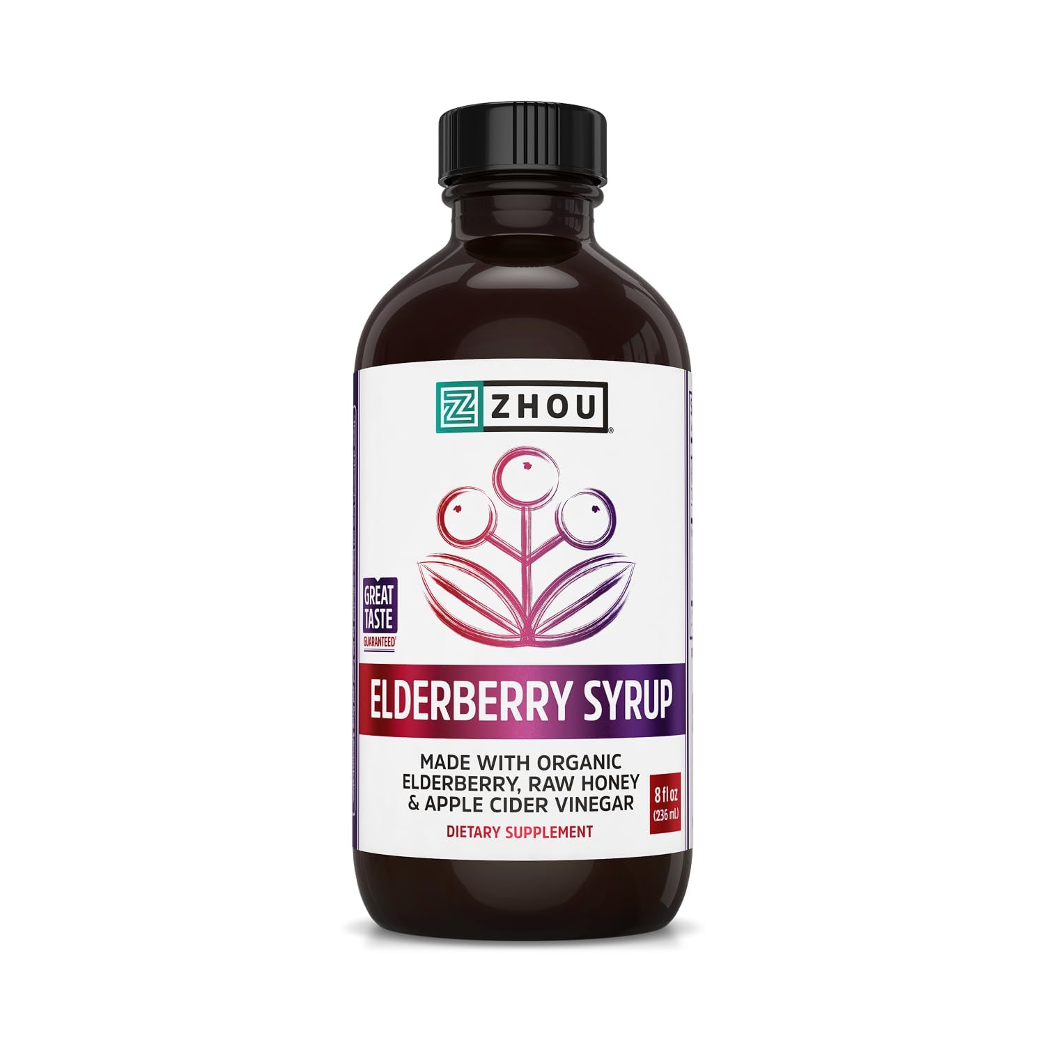 Zhou Nutrition Elder-Mune+ Syrup - Natural Wellness - 8 Fl Oz Glass Bottle — Amazon image 4
