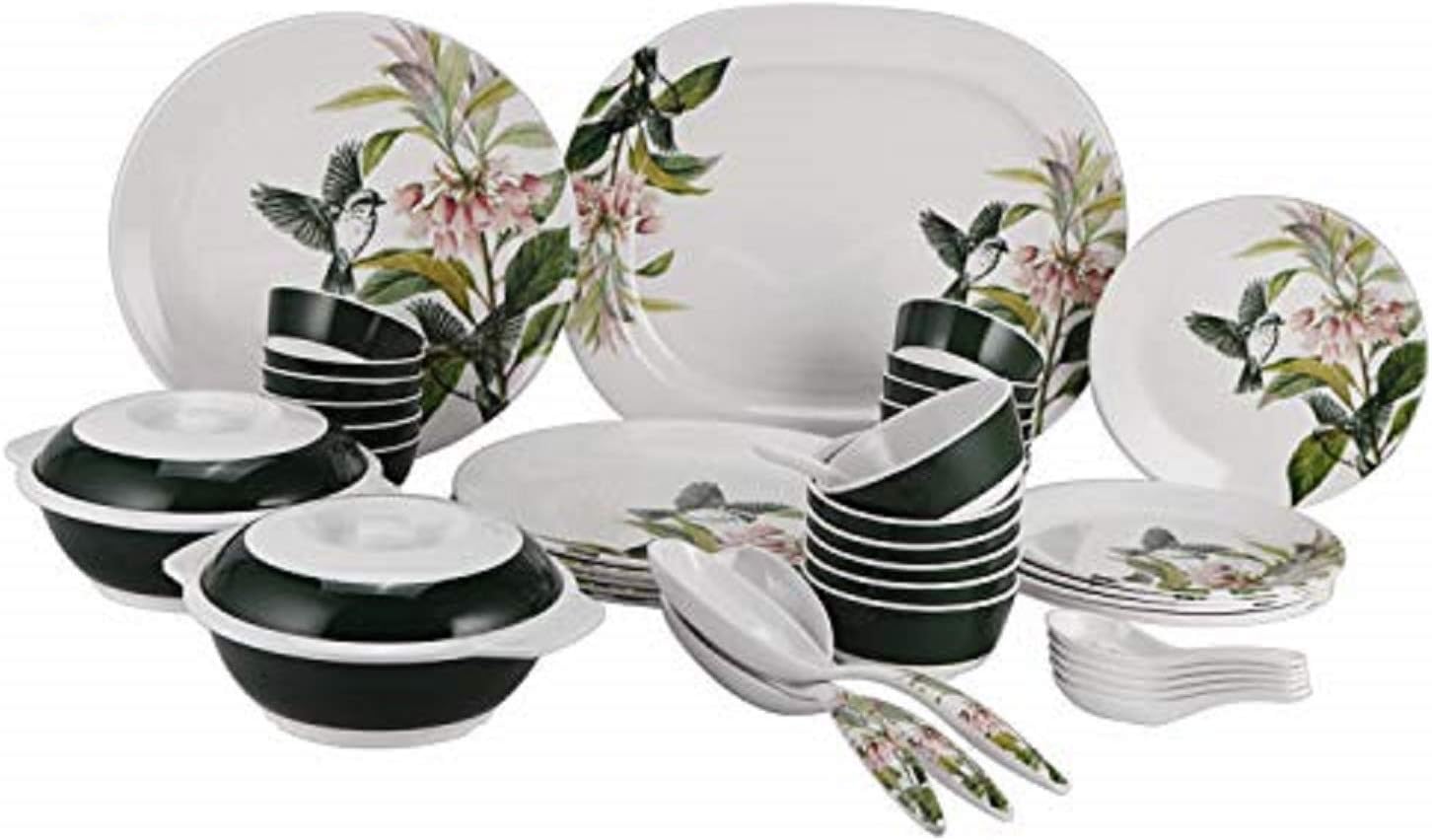 St Stehlen Delight Series, 100% Pure Melamine, Dishwasher Safe 32 Pcs Dinner Set (Birds Print)