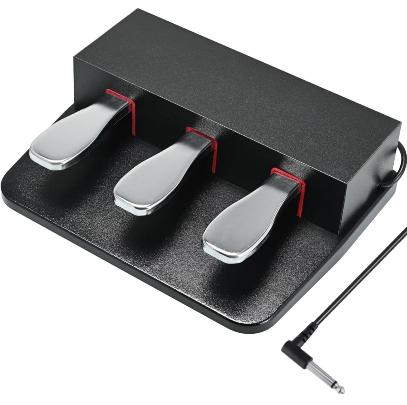 Digital Piano Sustain Pedal Compatible with Yamaha P125 P121 P515 P128 DGX670 Electric Piano, Three Piano Foot Pedal for Keyboard, 6.35mm 1/4in Input Plug, (Black)
