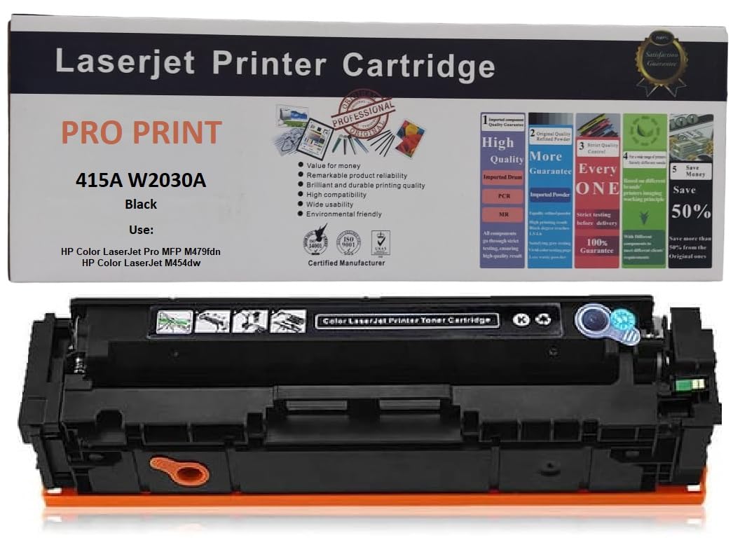 Pro PrintCompatible 415A W2030A With Update Chip Toner Cartridge Is Compatible With HP Color LaserJet Pro MFP M479fdw M454dw M479fdn M479dw M479fnw M479 M454dn M454 ( W2031A Black )