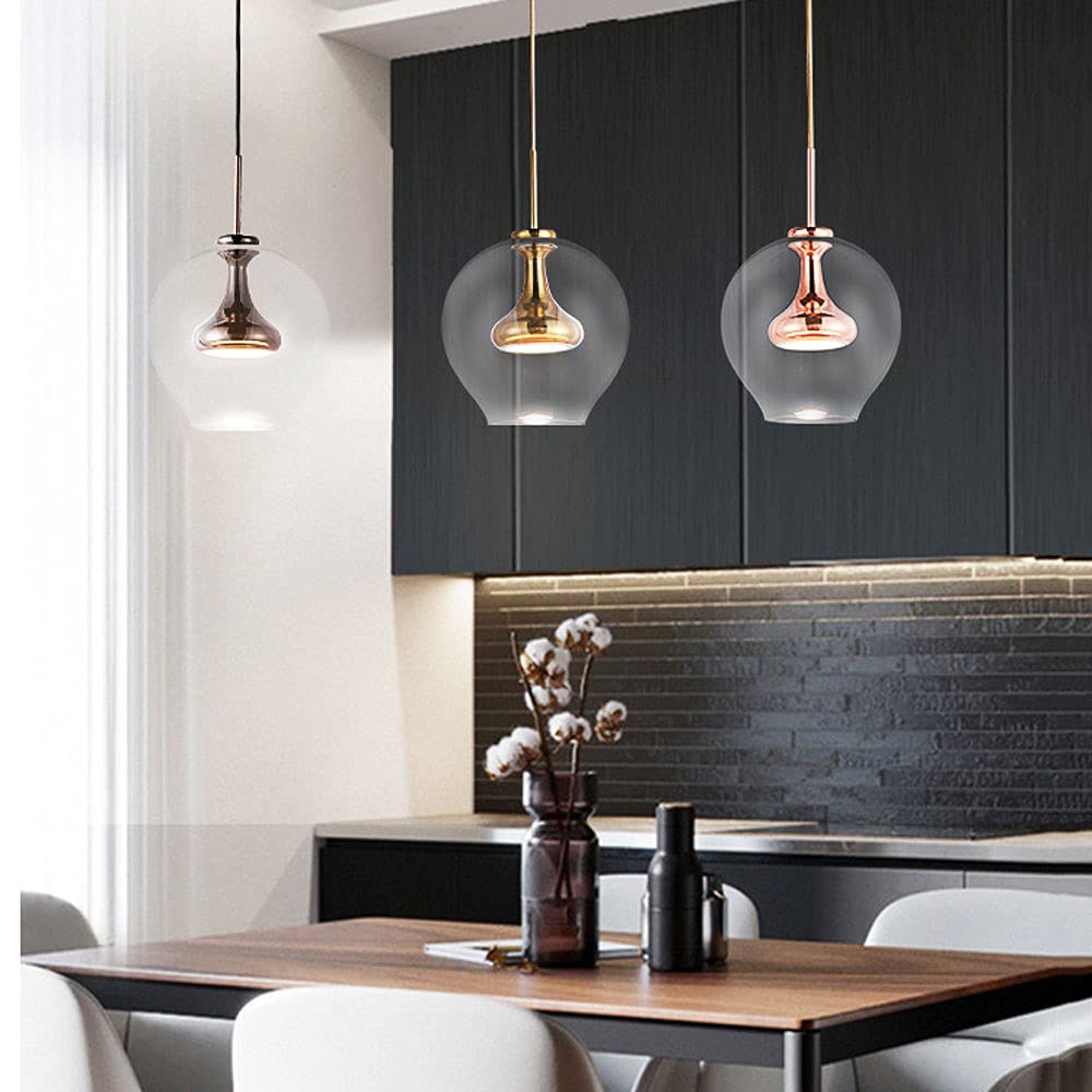 Lámpara de Noche Moderna, Ligera, con Base de latón y Cristal, de Estilo nórdico, para hogar, Bar, restaurante, personalidad Creativa, para cafetería, dormitorio (Dorada)