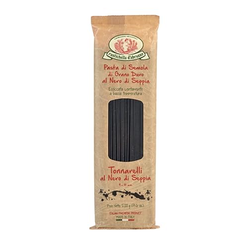 Rustichella D'abruzzo Pasta Tonnarelli de tinta de calamar negro de trigo duro, 17.6 onzas (paquete de 1) disponible en Yaxa Guatemala