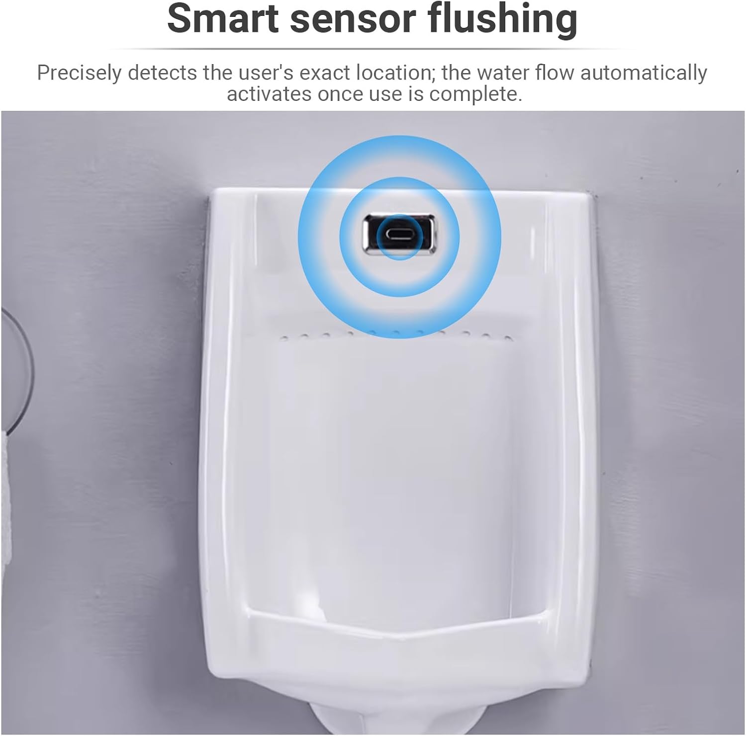 Wall-Mounted Ceramic Urinal with Automatic Sensor Flushing,Urinals for Men Spill Proof Nighttime,for Men Bathroom Commercial Hotel Garage Bar,Dual Drainage Options(Wall-mounted)