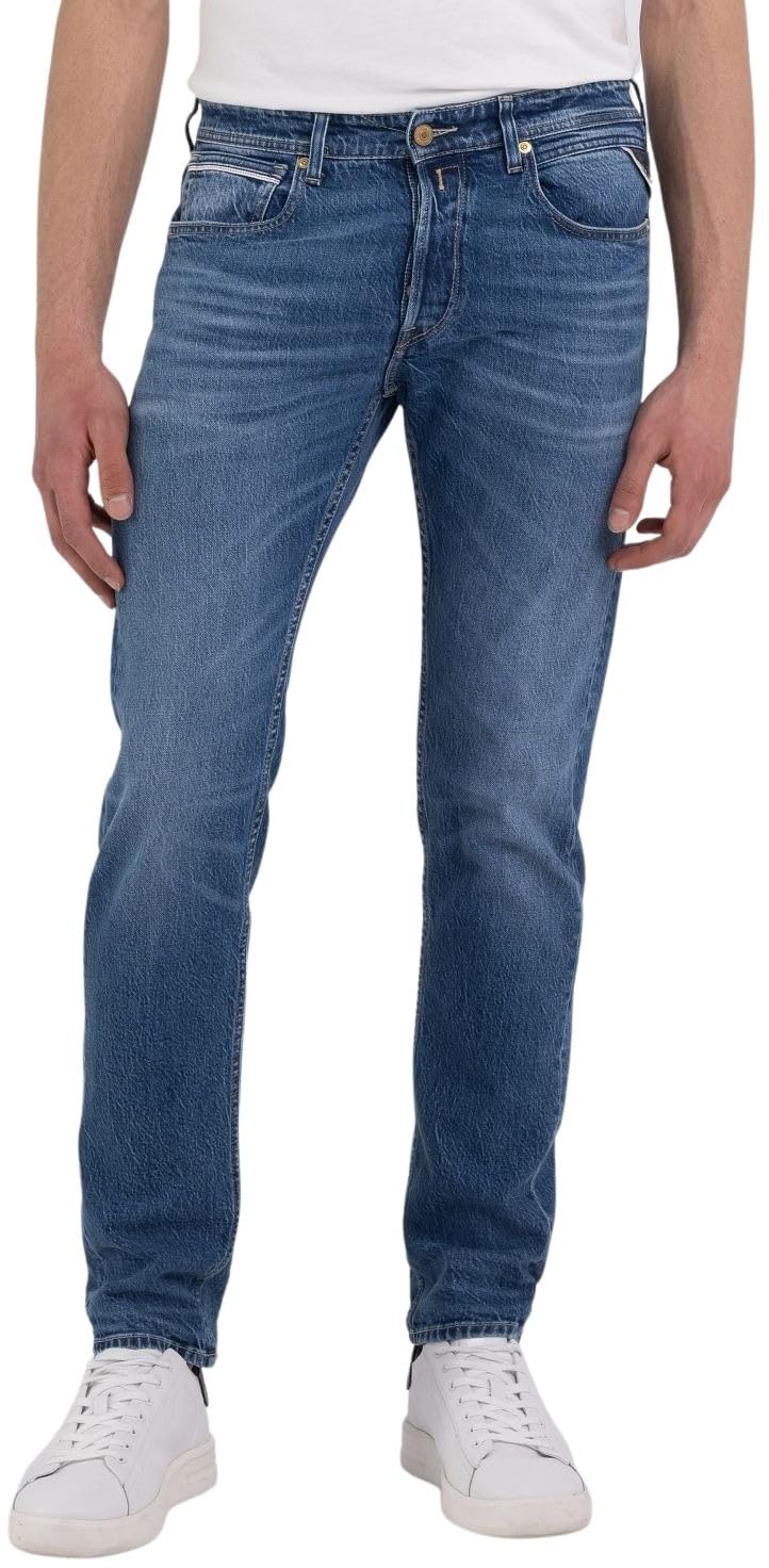 Replay Herren Jeans Grover Straight-Fit Original, Medium Blue 009-2 (Blau), 27W / 30L