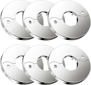 Plumbing Cover Plates, Escutcheon plate, Stainless Split Flange, Hinged Floor and Ceiling Plates for than 21mm Dia Pipe (Fits 1/2 Inch IPS), Chrome Finish, 2 PCS