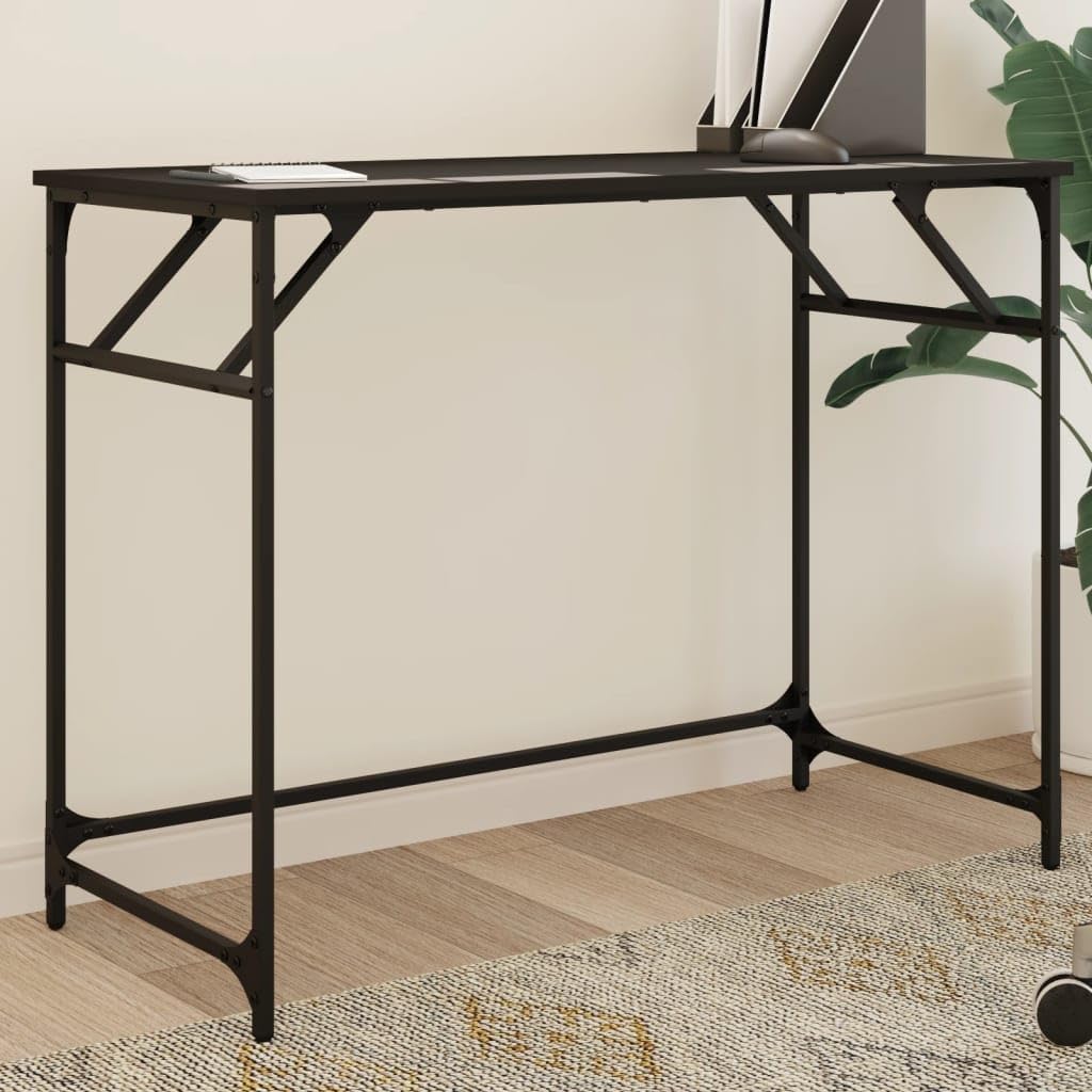 vidaXL Desk Black Engineered Wood, Powder-Coated Steel